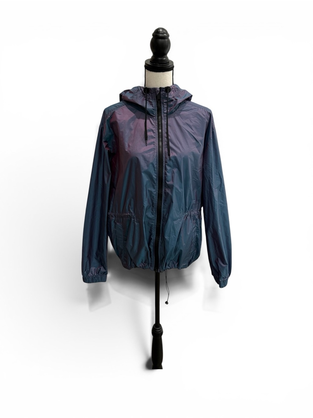 MTA Sport Navy Hooded Windbreaker with Subtle Iridescent Sheen